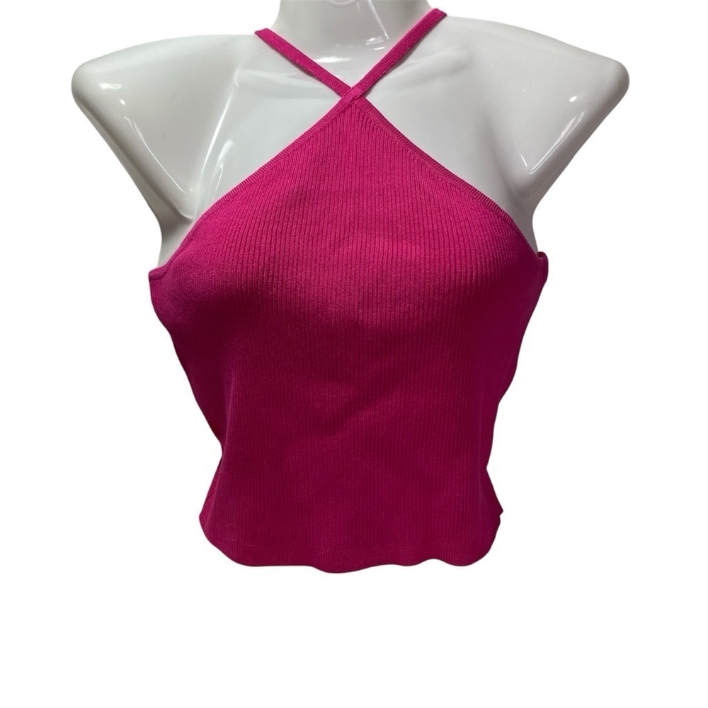 Mango Basics Pink Ribbed Crop Top - Picture 2 of 5